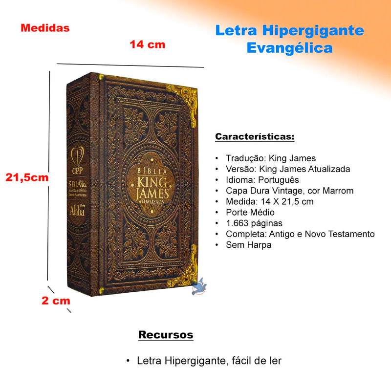 📖 Bíblia Sagrada King James Atualizada - Edição Luxo em Marrom Vintage