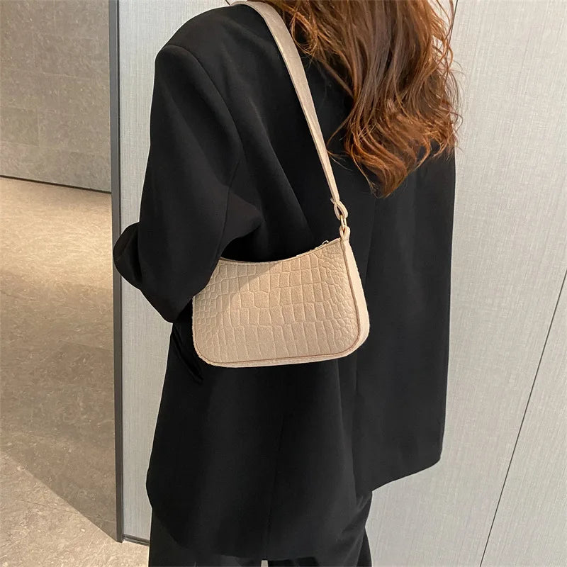 Bolsa de Ombro Fashion em Feltro para Mulheres - Design Avançado em Textura, Modelo Subaxilar