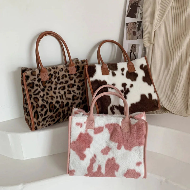 Bolsa de Mão Retro com Estampa de Leopardo em Couro - Design Acolchoado - Pequena e Fashion para Mulheres