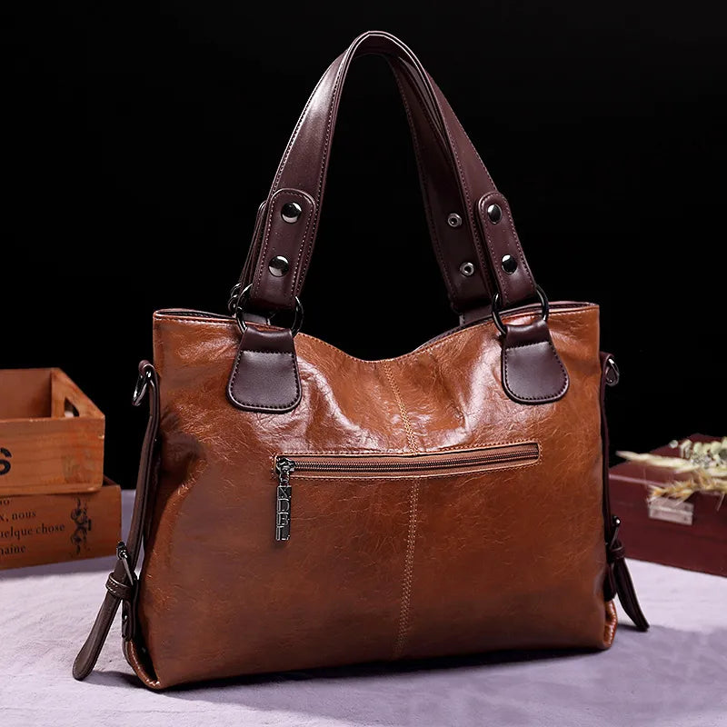 Nova Bolsa Casual de Moda para Mulheres em Couro Macio - Bolsa de Ombro Vintage de Grande Capacidade - Bolsa Transversal