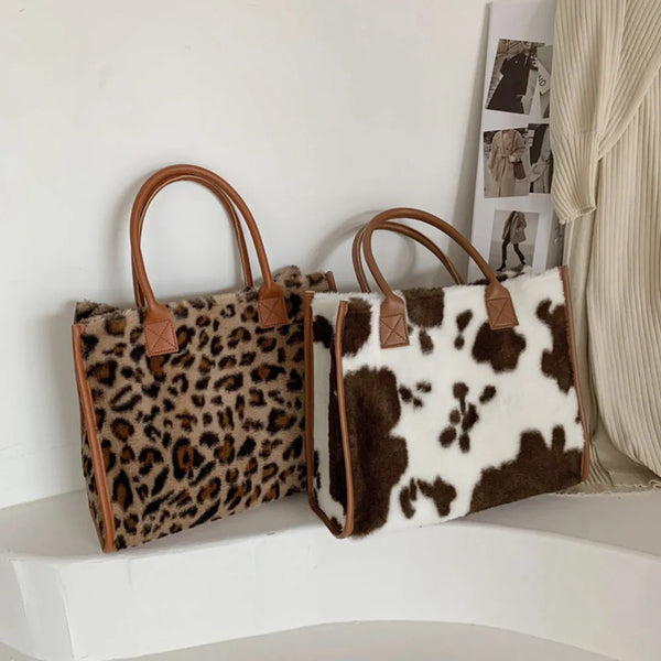 Bolsa de Mão Retro com Estampa de Leopardo em Couro - Design Acolchoado - Pequena e Fashion para Mulheres